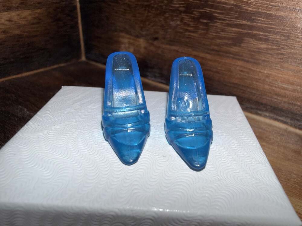Mattel Barbie Doll Blue Translucent Pointed Toe High Heel Pump Shoes
